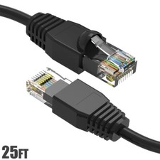 25FT Cat6A RJ45 Ethernet LAN Network UTP Patch Cable Copper Gold 24AWG Black picture