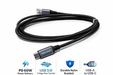 USB A to USB C Fast Charging Cable 6 (Ft) Nylon Braided Data Charger Cord  1pk picture