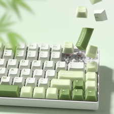 Matcha Green Keycaps PBT, Jelly Keycaps 60 75 100 Percent, Translucent Jade Key picture