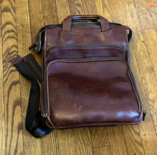 Allen Edmonds Brown Leather Laptop Backpack, Padded Adjustable Straps picture