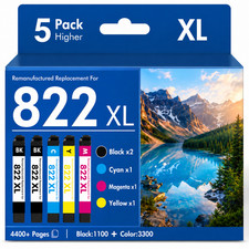 822XL Ink Cartridges 5Pack Replacement ForT822XL Workforce Pro WF-4830 WF-4834 picture