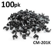 100-Pack Coax RG6 Nail On Cable Clips, Black picture