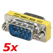5 PACK DB9 D-SUB 9-Pin RS232 Serial Male to Male Gender Changer Coupler Adapter picture