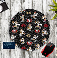  MICKEY MOUSE SF 49ers THEME CUSTOM ROUND MOUSE PAD DESK MAT SCHOOL OFFICE NFL picture