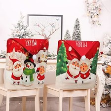 Christmas Chair Covers Set of 4 Merry Christmas Dining Room Chair Back Red picture