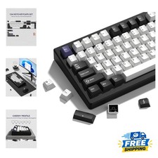 Vintage Black White Womier Keycaps Set 138 Keys - Doubleshot PBT Style picture
