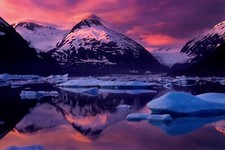 Landscape glacier cold mountains sunset nature alaska Custom Gaming Mat Desk picture