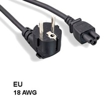 KNTK 6' European AC Power Cable IEC60320 C5 to 90° CEE 7/7 SCHUKO 18AWG 3 Prongs picture