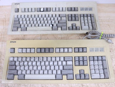 Used Vintage Pair Epson Q203A Wired 5-Pin DIN Computer Terminal Keyboards *Parts picture