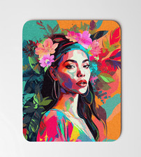 A Woman With Flowers Abstract Art Mouse Pad 8