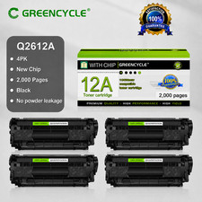 GREENCYCLE 4PK Q2612A Toner Cartridge Compatible For HP LaserJet 1022n 3030 3050 picture