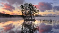 Landscape nature r sunset lake reflection trees Custom Gaming Mat Desk picture