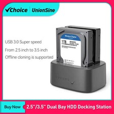 UnionSine Dual Bay HDD Docking Station with Offline Clone SATA to USB 3.0 HDD Cl picture