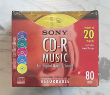 Sony CD-R Music 20-pack Slim Color Jewel Cases 80 Min 20CRM80LX2 Walkman SEALED picture