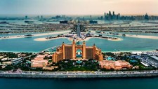 Landscape tilt shift cityscape dubai united arab Custom Gaming Mat Desk picture