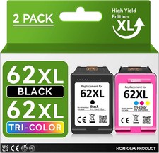 2 PK Ink Cartridge Compatible For HP 62XL C2P05AN C2P07AN Black&Color picture