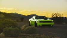 Landscape dodge challenger green cars muscle sunset car Custom Gaming Mat Desk picture