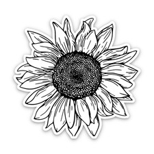 White Sunflower Sticker, Minimalist Boho Decal for Laptops & Indoor Use 1.5-6