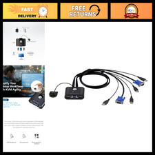 2-Port USB VGA KVM Switch with Remote Selector, Cable Included, Easy Setup picture