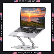 Laptop Stand 10-17 Inch Swivel Adjustable Metal Riser Silver Grey picture