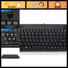 Wired USB Mini Trackball Keyboard, Compact Design, Ergonomic, Black Color picture