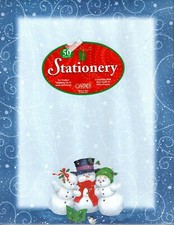 Snowman Family & Swirls Christmas Snow Theme Computer Letter Paper - 50 Sheets  picture
