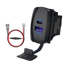 USB Rocker Switch 12V Waterproof USB C & QC 3.0 Dual Ports Outlet PD picture