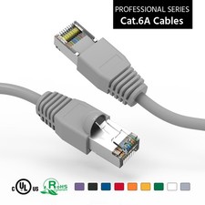 20 Pack of 15Ft CAT6A Shielded (SSTP) Ethernet Network Booted Cable Gray picture