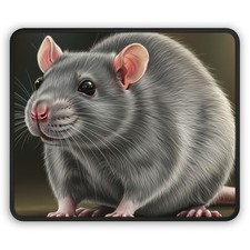 Cute Grey Rat Gaming Mouse Pad picture