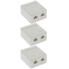 3x 2 Port Cat5e RJ45 Keystone Jack Network Cable Wall Surface Mount Box White picture