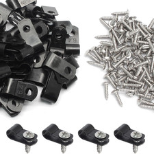 50 Pcs 1/4 Inch Black Nylon Cable Clip Wire Clamp picture