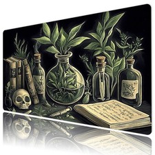 Gothic Skull Green Leaf Black Desk Pad for Keyboard Desk Mat 31.5x15.7 inch picture