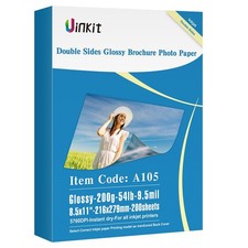 Uinkit Double Sided Photo Paper Glossy 8.5x11 54lbs Inkjet for Dye Ink 200Gsm... picture