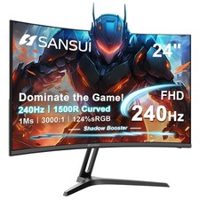 SANSUI 24 Inch Curved 240Hz Gaming Monitor FHD 1080P, 1500R 24.01, Black picture
