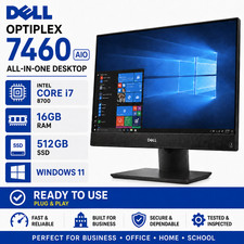 Dell OptiPlex 7460 All-In-One Intel i7-8700 CPU 16GB Ram 512GB SSD Win11 WIFI BT picture