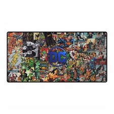 DC Comics Heroes Blue Logo Retro Comic Book Covers Collage Mouse Pad Desk Mat picture