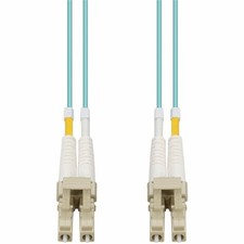 AddOn 100m LC to LC Aqua OM4 Duplex OFNR (Riser-Rated) Fiber Patch Cable, MMF picture