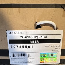 Genesis CAT 5E UTP Riser Ethernet Cable 500 ft White 24/4PR CMR 50785501 picture