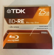BLU-RAY DISC REWRITABLE TDK BD-RE 25GB SINGLE LAYER 1-2X SPEED BD-RE25JC2XE NEW picture
