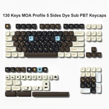 125 Keys Milky Way White PBT Keycaps MOA Profile Dye-Sub for Cherry MX Switches- picture