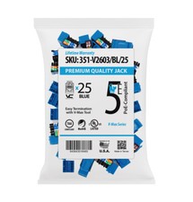 Vertical Cable CAT5E RJ45 Keystone Jack Network Connector - Blue - 25 Pack picture