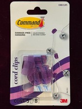 BLUE or GREEN or PURPLE Command Cord Clips Cable Organizer Damage Free Hanging picture