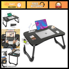 Foldable Laptop Lap Desk with USB Ports, Storage Drawer & Cup Holder - Portable picture