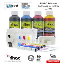 Rihac LC-3317XL LC-3319XL Refillable Ink Cartridge Kit for Brother MFC-J5330DW  picture
