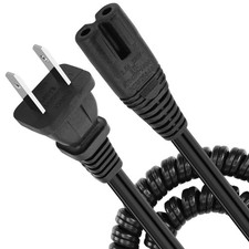 1 PCS AC 2 Prong C8 Coiled Power Cable 6.5 FT 2.5A 250V 18 AWG Replacement picture