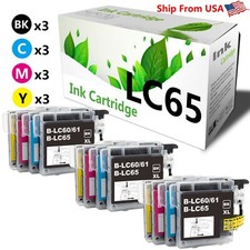 (12-Pack,3B3C3M3Y) LC65 Ink Cartridge LC-65 work with MFC-J655W Printers picture