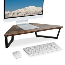 TEAMIX 26 inch Corner Monitor Stand Riser with Keyboard Storage, Espresso picture