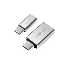 LogiLink AU0040 USB-C Adapter Set C/M to USB-A/F + Micro USB/F, Silver ~E~ picture