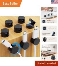 8 Pack Magnetic Cable Clips: 360° Rotating Cord Holders for Stylish Organization picture