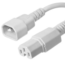15 PACK LOT 3ft IEC C14 - C15 White Power Cord 14AWG 15A/1875W 100-250V 1M picture
